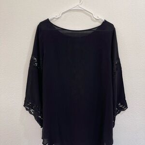 Elegant Black Lace Sleeve Women's Top